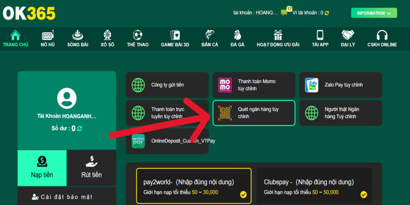 Lưu ý quan trọng khi nạp vốn vào nhà cái